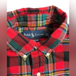 Ralph Lauren Classic Fit Red Plaid Flannel Button Down Shirt Men’s Large
